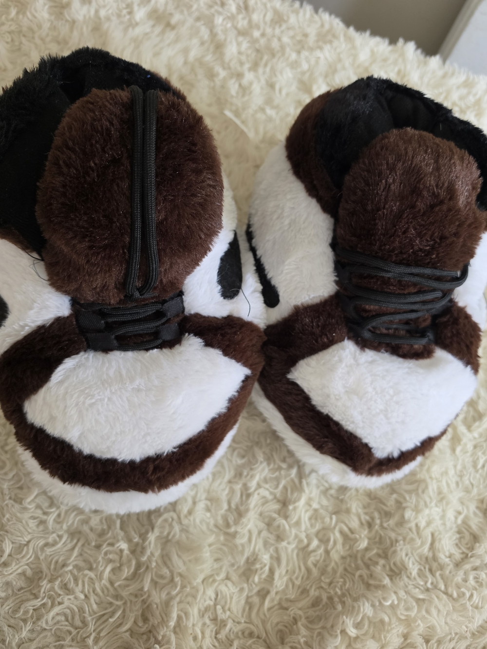 Brown and White‎ Plush Slipper Snickers